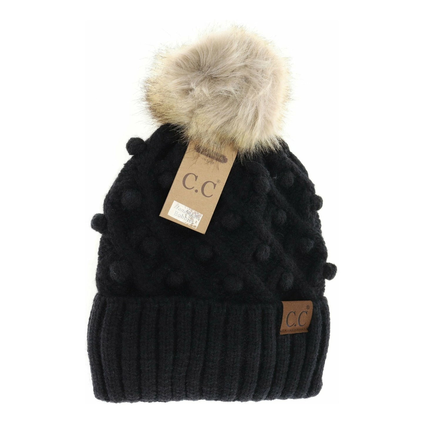 Bobble Knit Fur Pom C.C Beanie