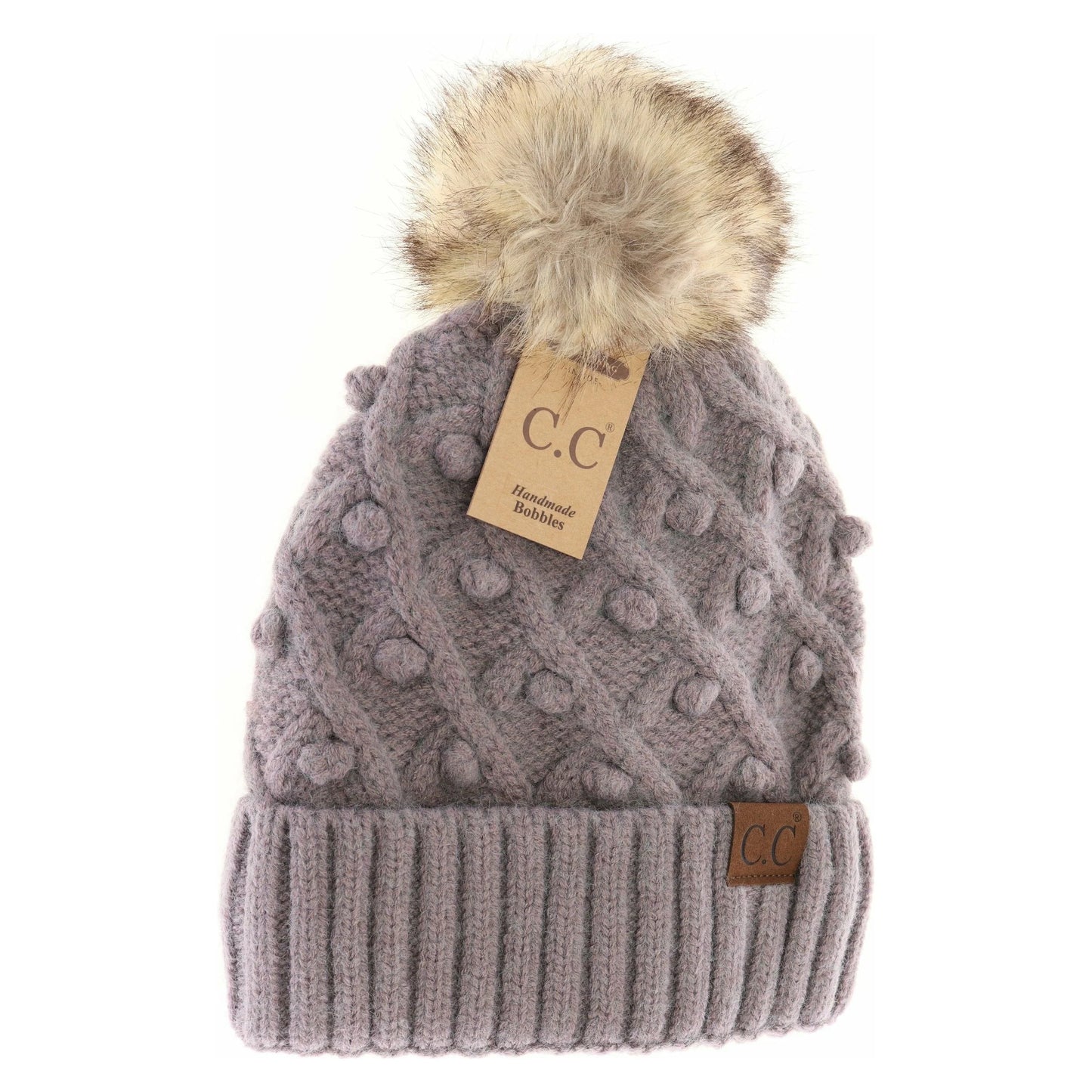 Bobble Knit Fur Pom C.C Beanie