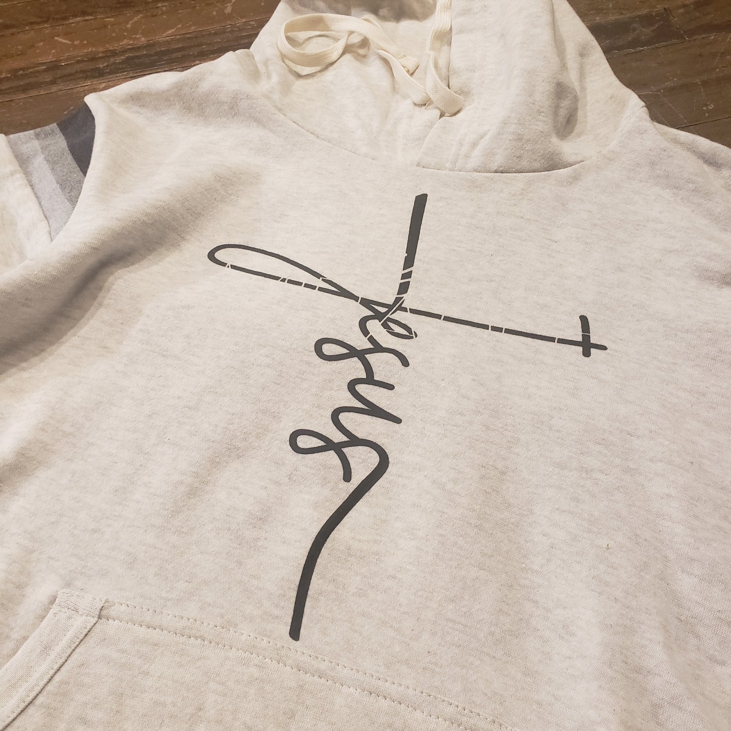 Jesus Cross Stripe Sleeve Hoodie