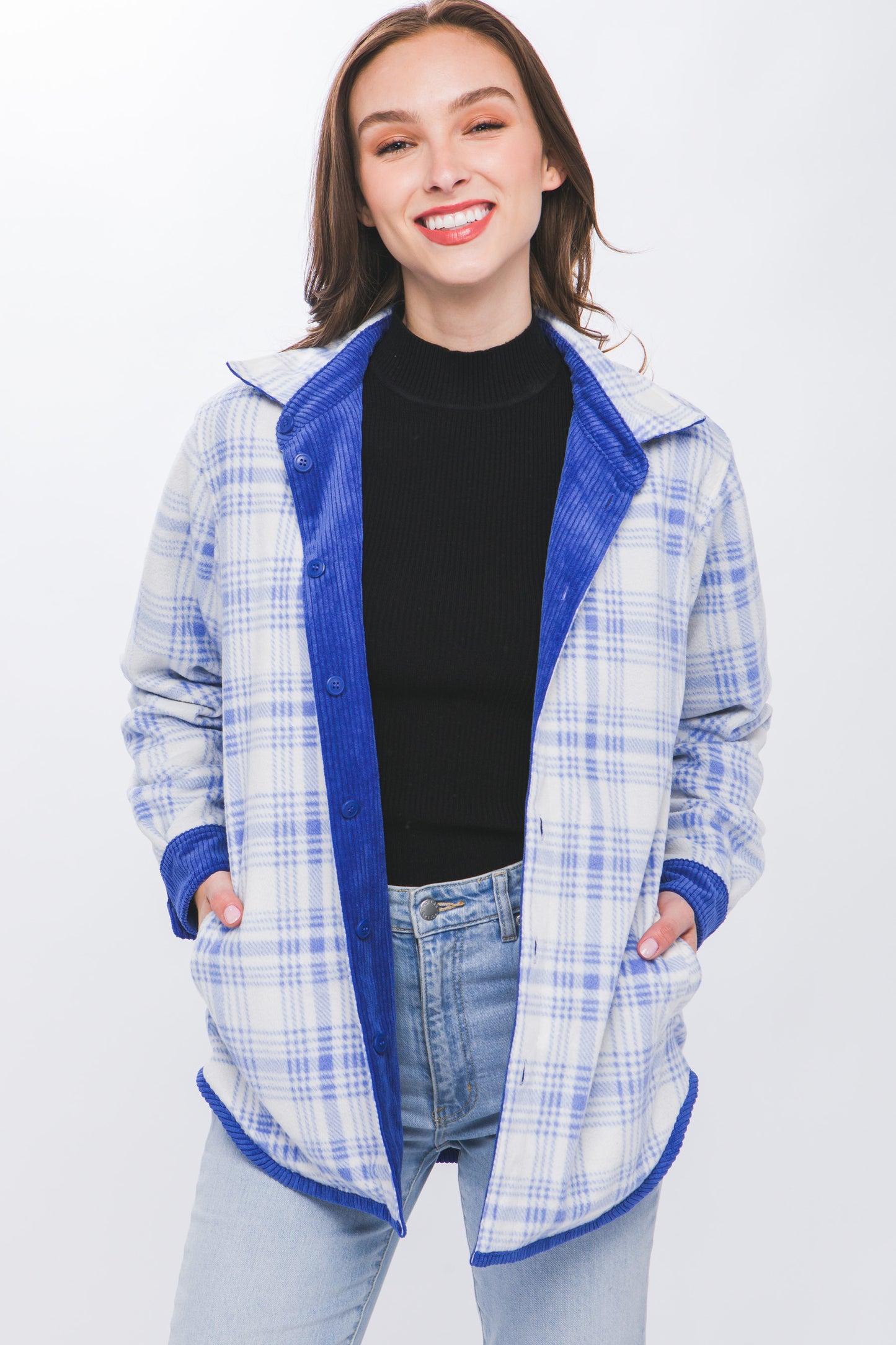 ROYAL-Corduroy Reversible Button Down Jacket