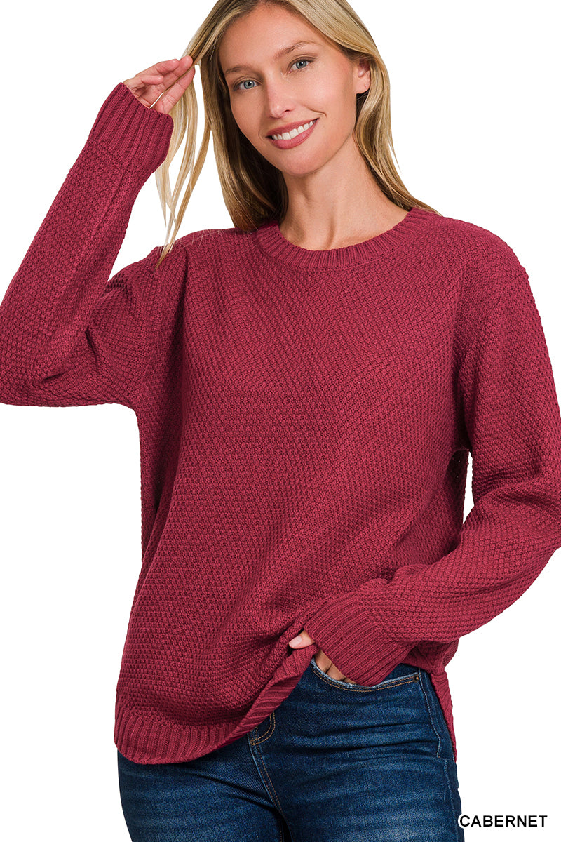 Round Neck Basic Sweater - Cab