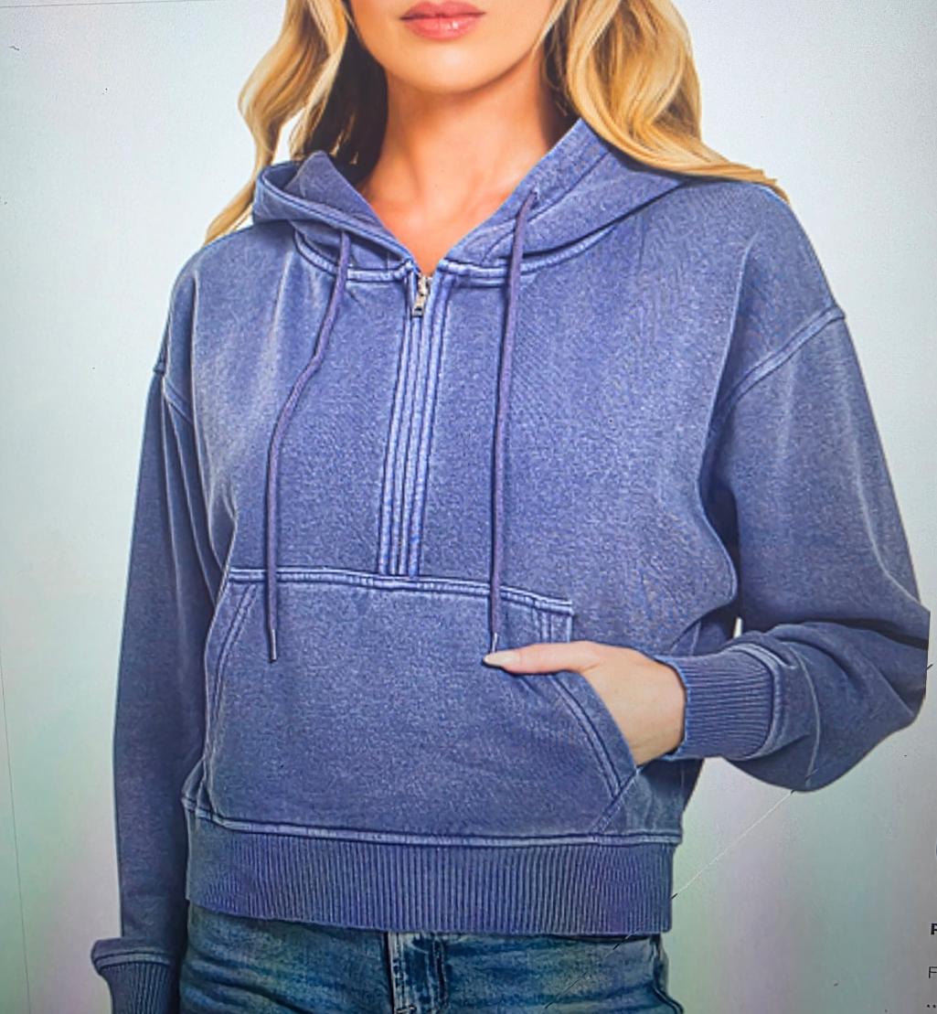 Pigment Dye Half Zip Hoodie