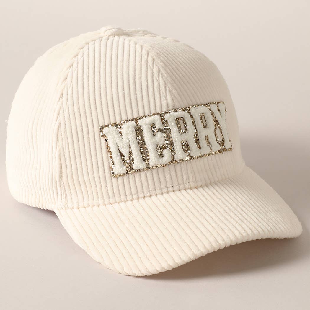 MERRY Embroidery Patch Corduroy Cap