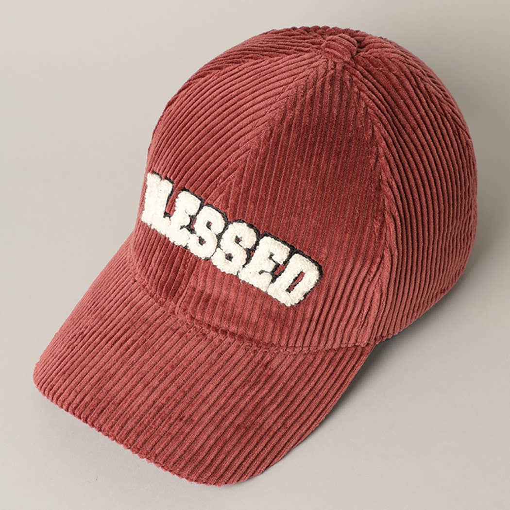 BLESSED 3D Embroidered Corduroy Baseball Cap