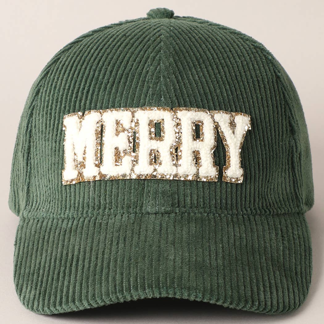 MERRY Embroidery Patch Corduroy Cap