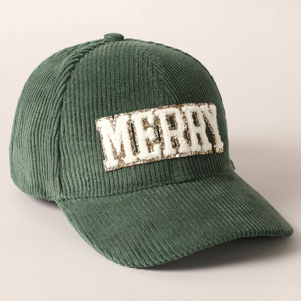 MERRY Embroidery Patch Corduroy Cap