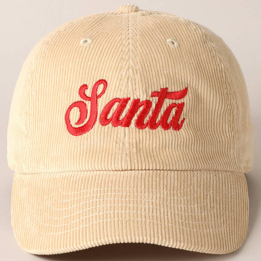 Santa Text Corduroy Baseball Cap