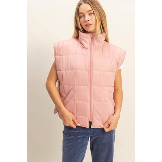 Vest Jacket Quilted Zip-Front
