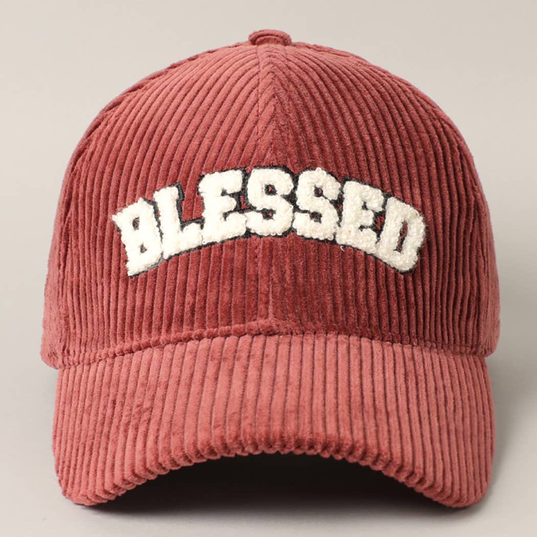 BLESSED 3D Embroidered Corduroy Baseball Cap