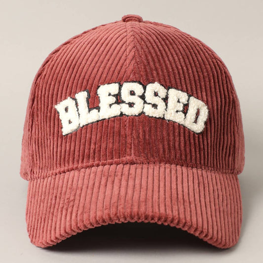 BLESSED 3D Embroidered Corduroy Cap