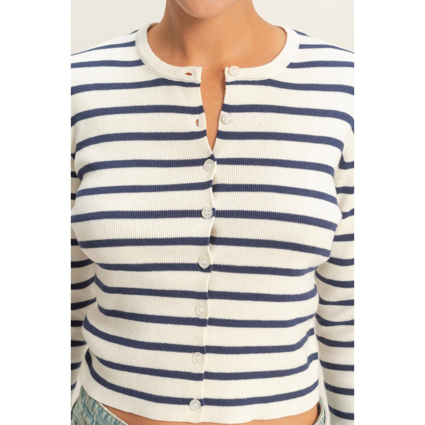 Cardigan, Striped Button-Up