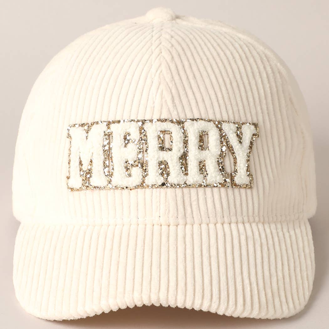 MERRY Embroidery Patch Corduroy Cap