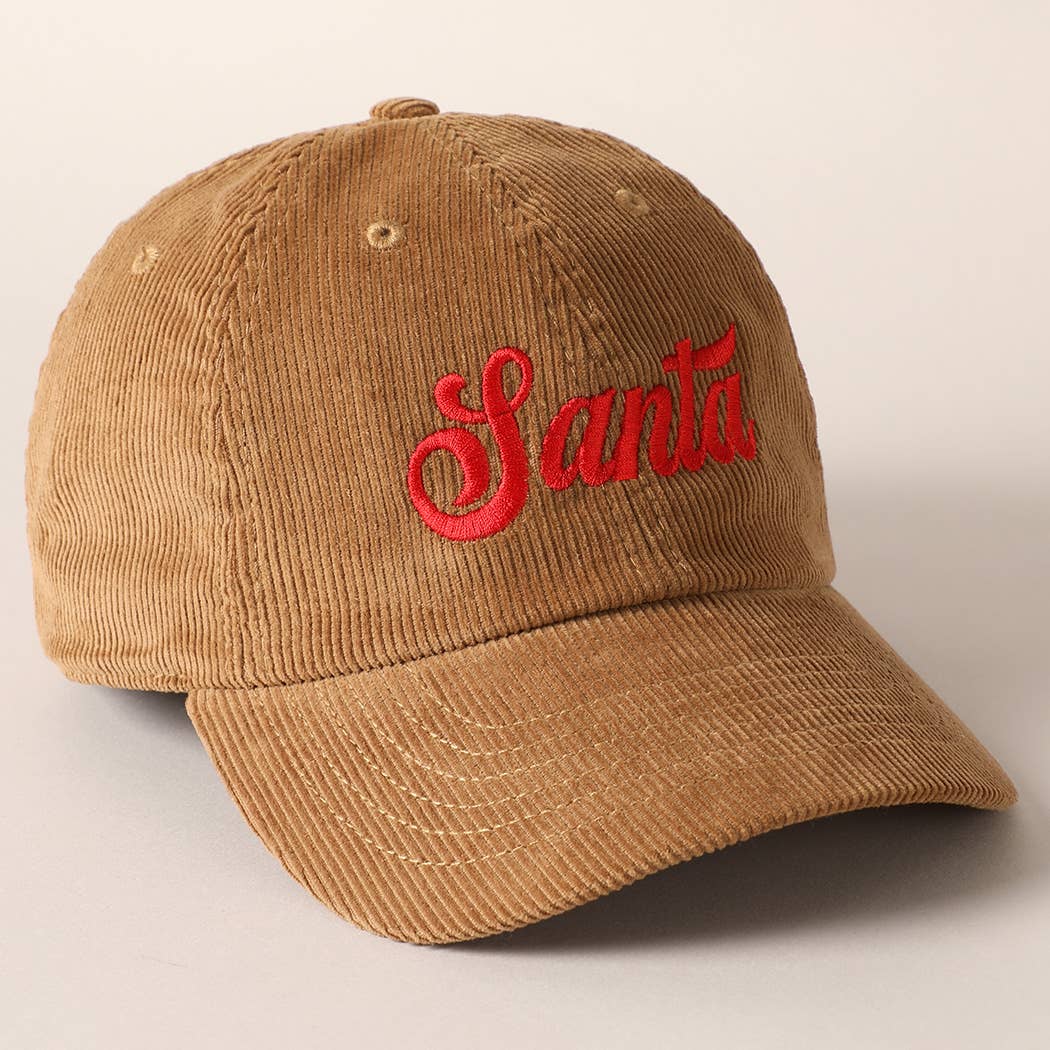 Santa Text Corduroy Baseball Cap