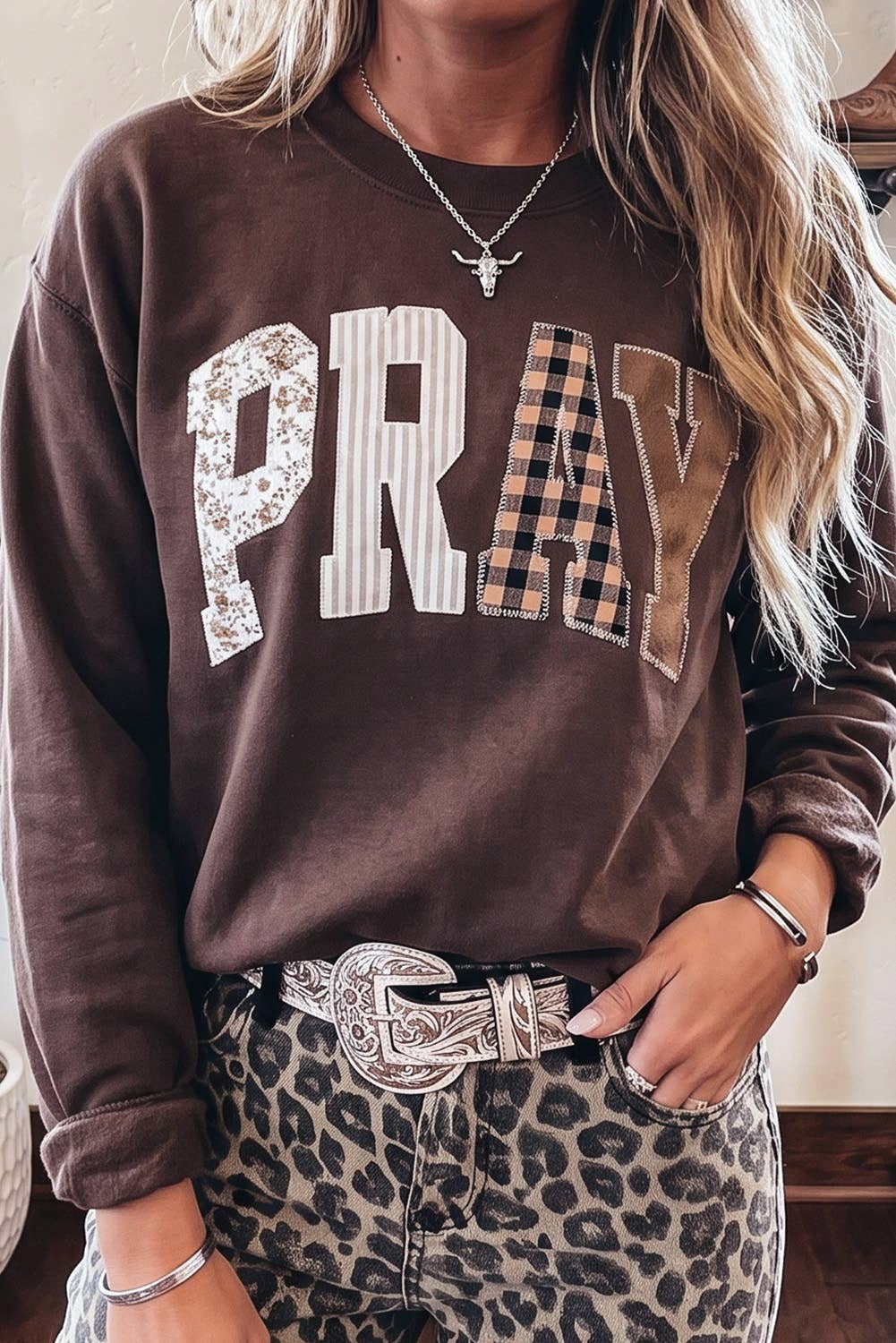 PRAY Embroidered Patch Sweatshirt