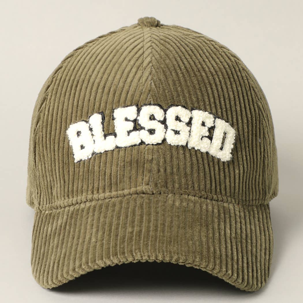 BLESSED 3D Embroidered Corduroy Baseball Cap