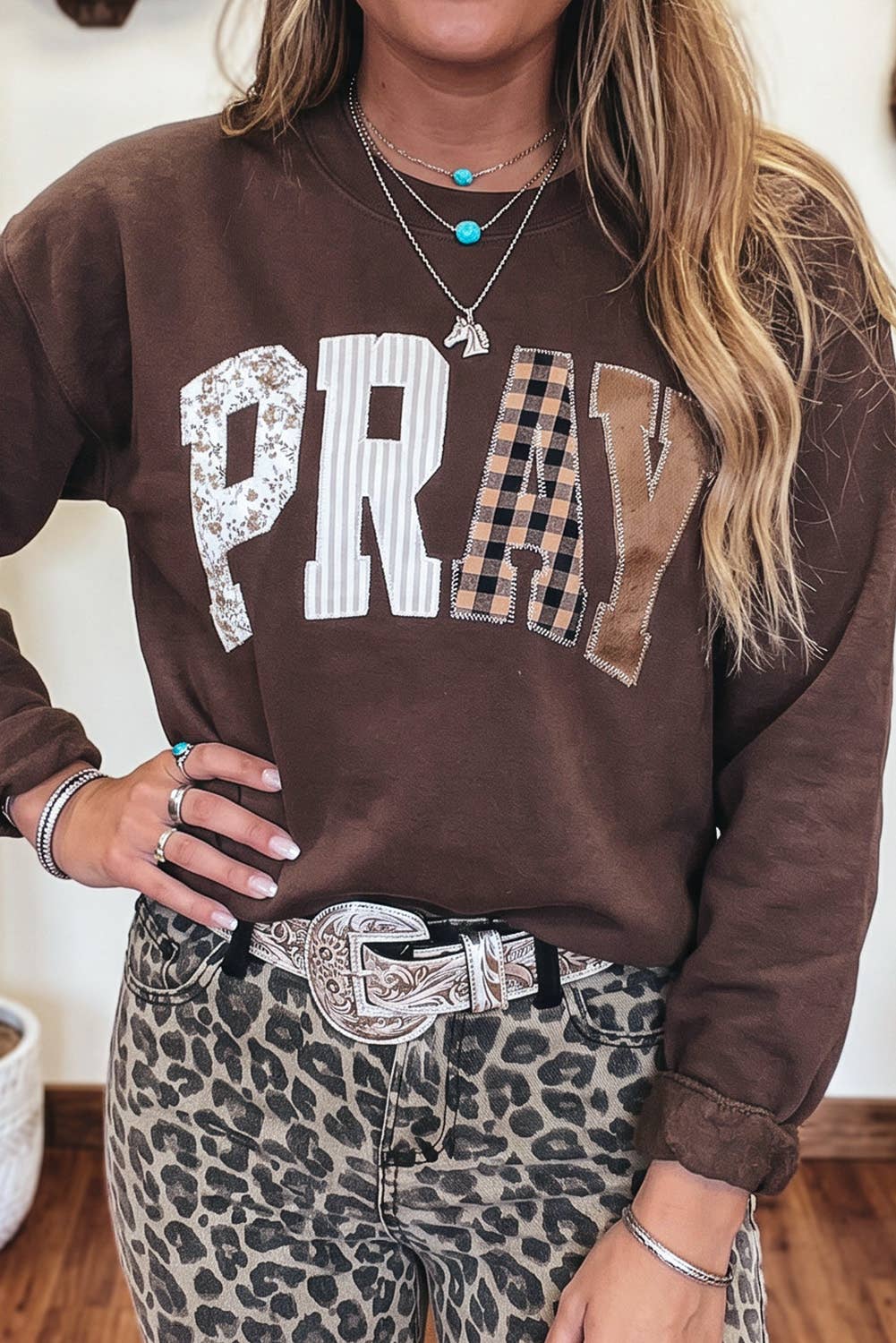 PRAY Embroidered Patch Sweatshirt