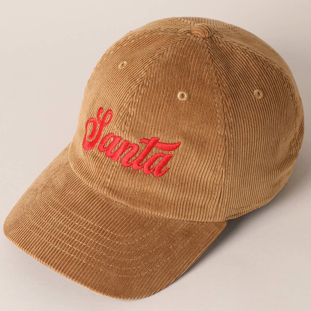 Santa Text Corduroy Baseball Cap