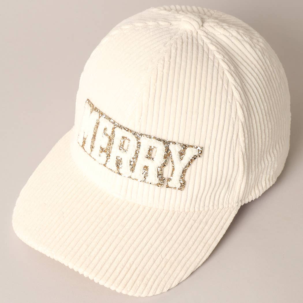 MERRY Embroidery Patch Corduroy Cap