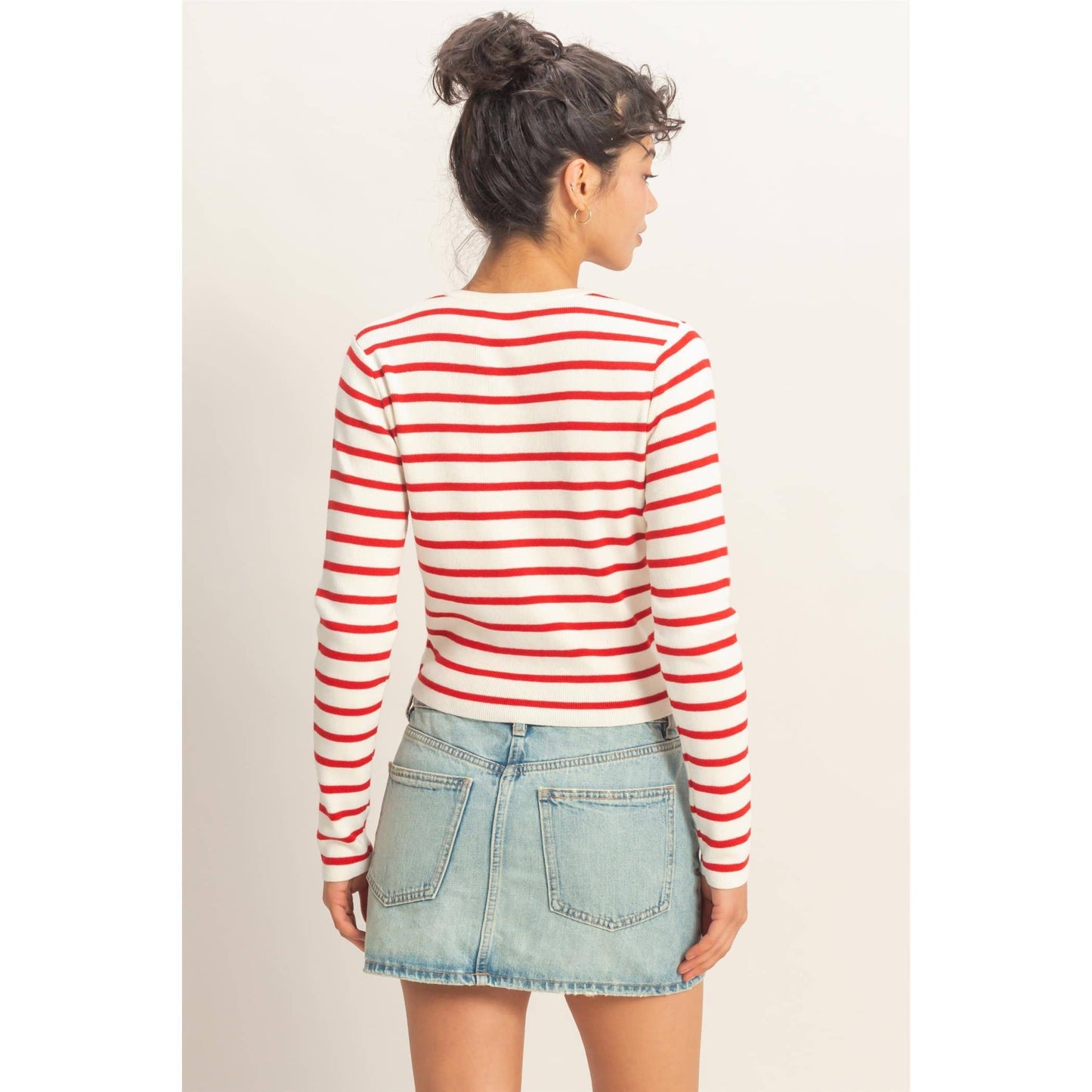 Cardigan, Striped Button-Up