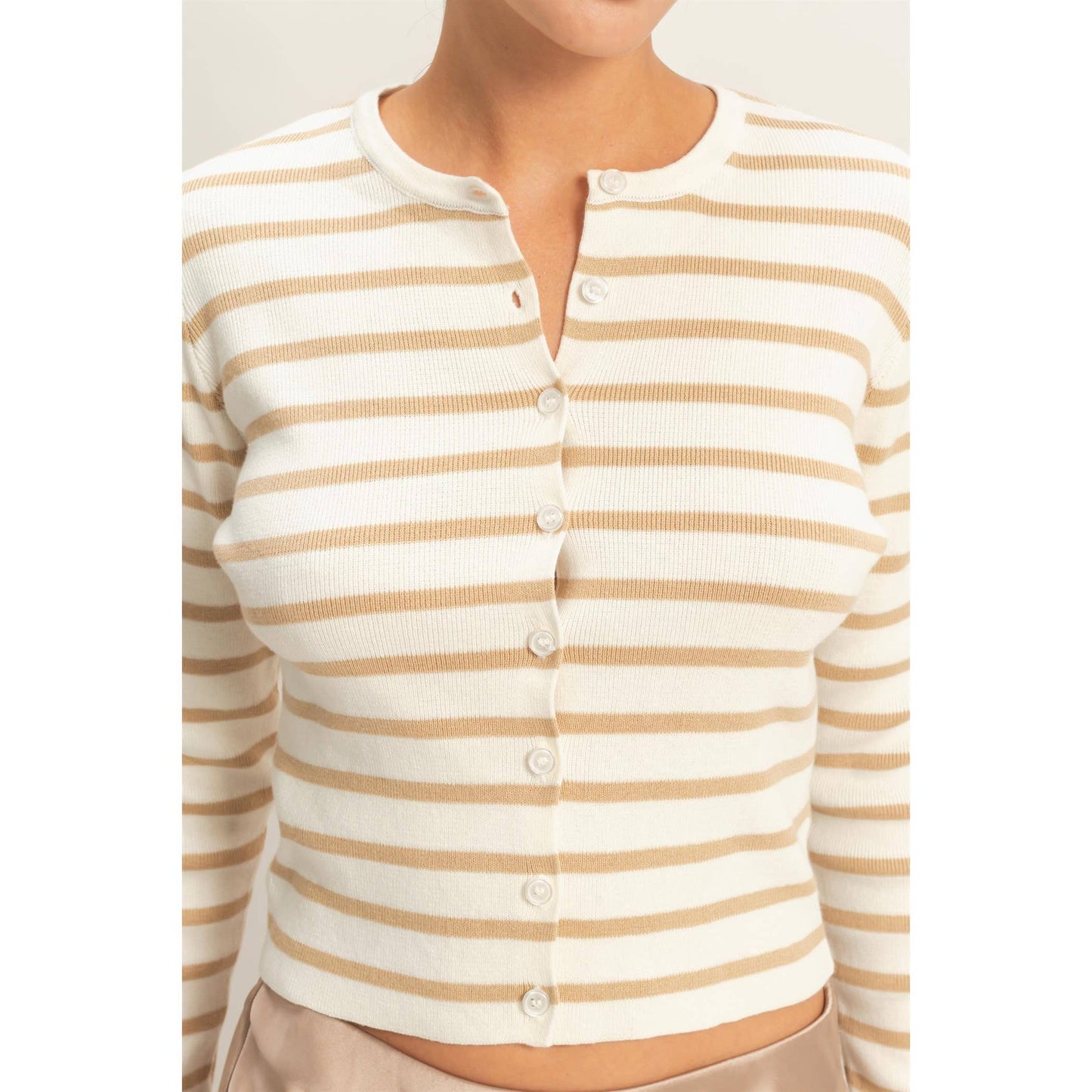 Cardigan, Striped Button-Up