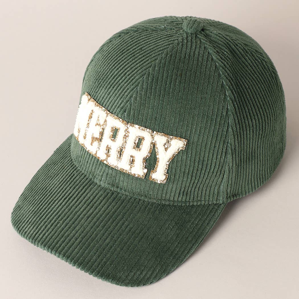 MERRY Embroidery Patch Corduroy Cap