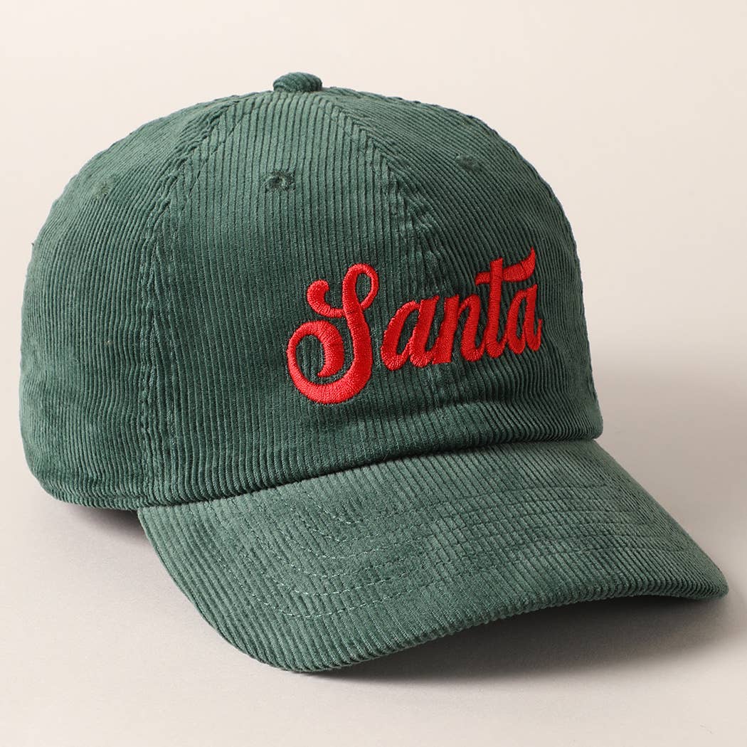 Santa Text Corduroy Baseball Cap