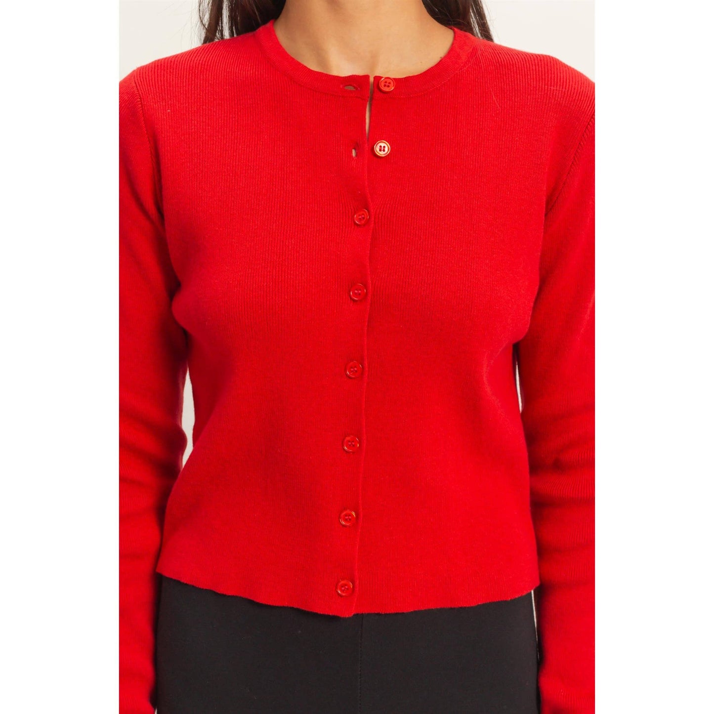 Cardigan, Ribbed Button-Up