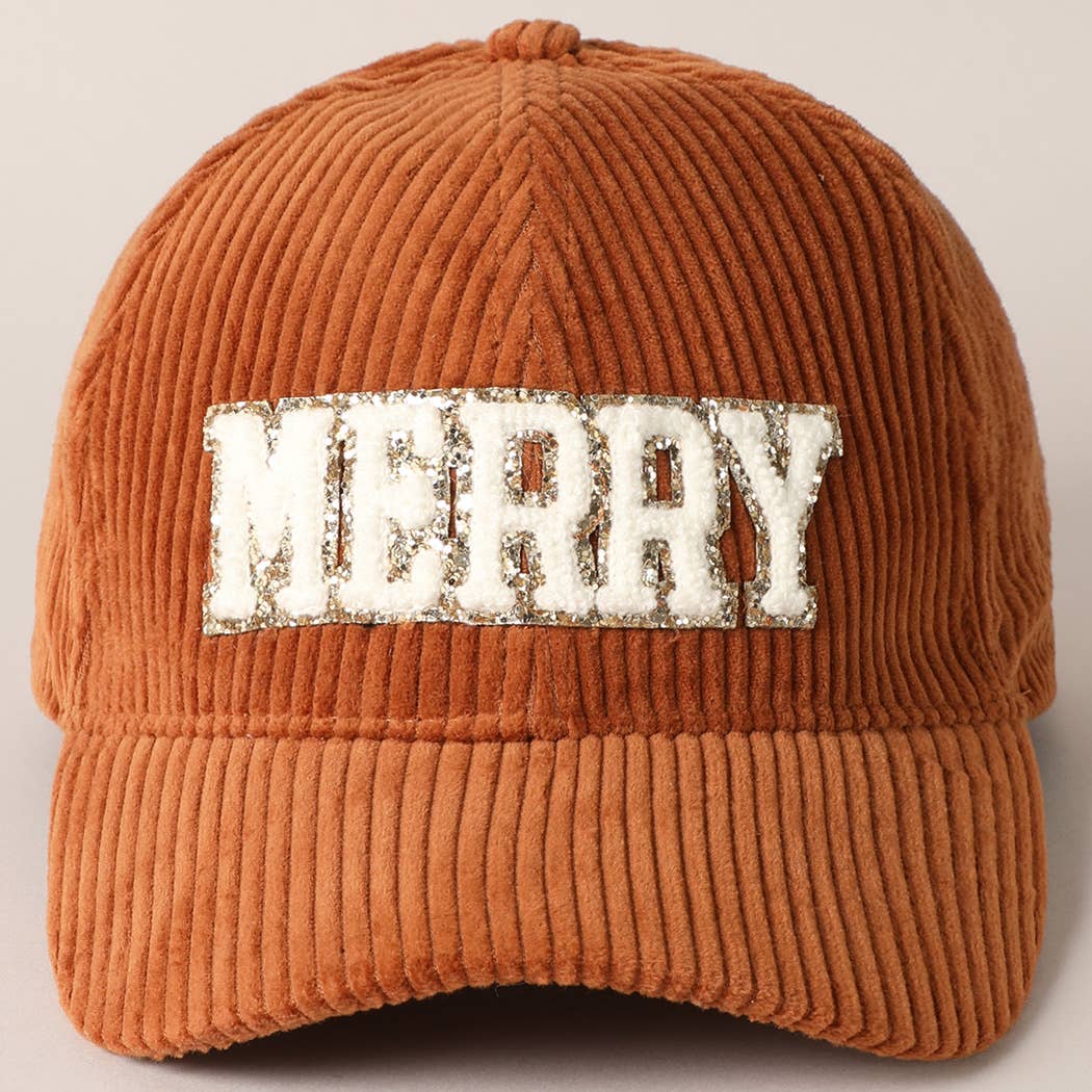 MERRY Embroidery Patch Corduroy Cap
