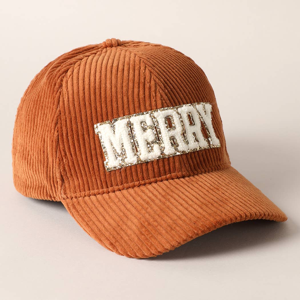 MERRY Embroidery Patch Corduroy Cap