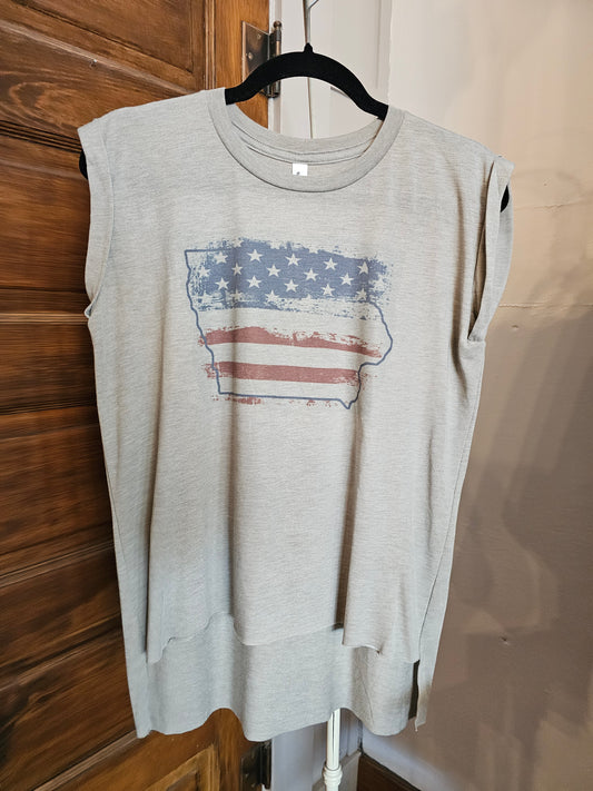Flag Over Iowa Cap Sleeve Tee