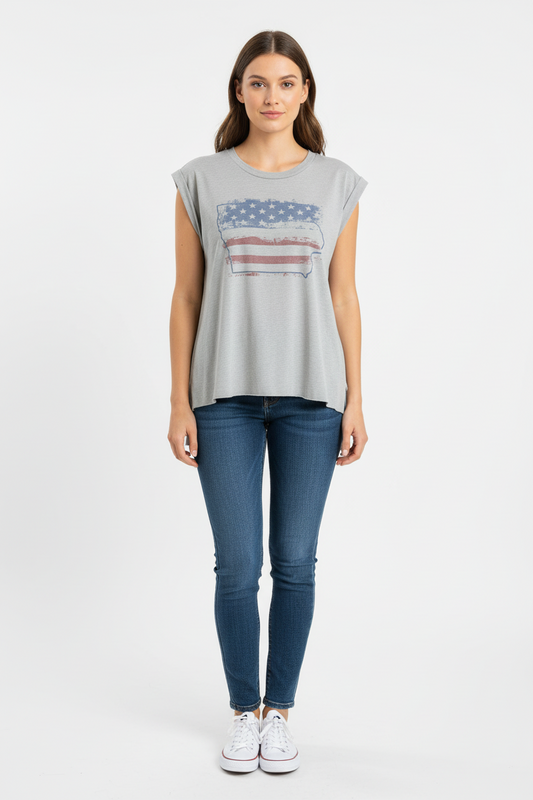 Flag Over Iowa Cap Sleeve Tee