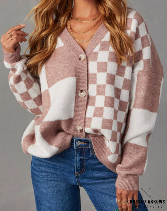 Checkered cardigan